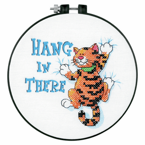 Stamped Cross Stitch Kit With Hoop - Hang in There
