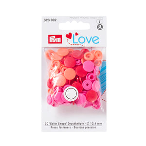 Prym Love - Color snap fastener - 12.44 mm, Red/Pink/Peach