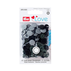 Prym Love - Color snap fastener - 12.44 mm, Grey/Black