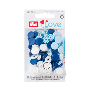 Prym Love - Color snap fastener - 12.44 mm, blue/white /light blue