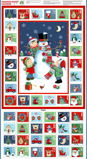 Makower Christmas Snowman Advent Calandar - 100% Cotton