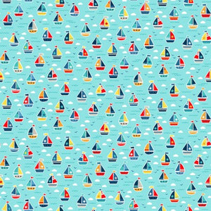 Pool Party Boats -100% Cotton by Makower