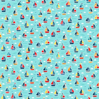 Pool Party Boats -100% Cotton by Makower