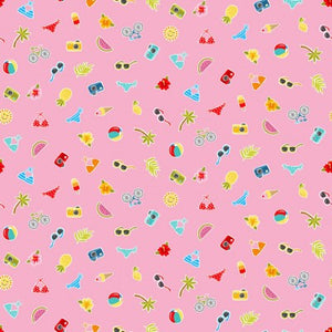 Pool Party Scatter Pink 100% Cotton - By Makower