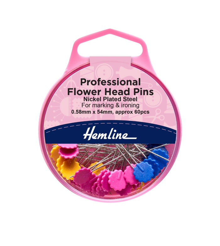 Hemline Flower head Pins 0.58 x 54mm Qty 60