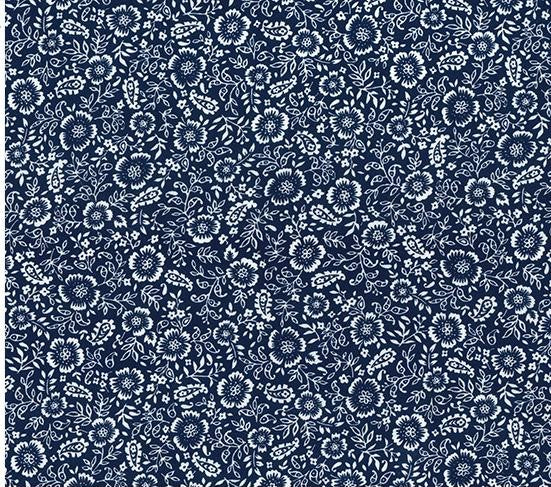 Navy Blue Ditsy Floral 100% Cotton Poplin Fabric