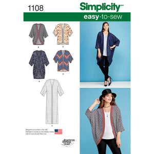 Misses Kimonos - Different Styles Simplicity Pattern 1108. Size XXS-XXL.