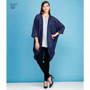 Misses Kimonos - Different Styles Simplicity Pattern 1108. Size XXS-XXL.