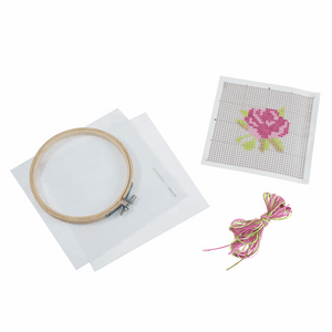 Cross Stitch Kit With Hoop - Rose
