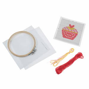 Cross Stitch Kit With Hoop - Cupcake