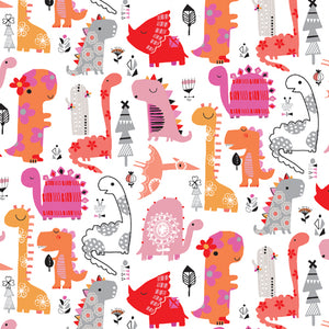 Play Time Pink Dinosaurs 100% Cotton