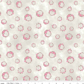Floral English Rose Pink Wreaths 100% Cotton