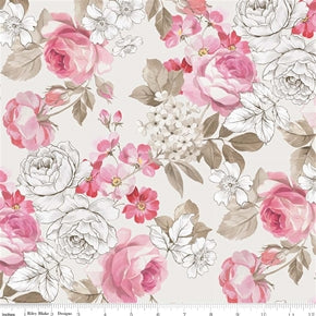 100% Cotton Floral English Rose Fabric 