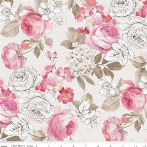 Floral English Rose Pink 100% Cotton