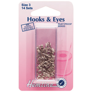 Hemline Hook and Eye Nickel Size 3