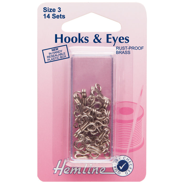 Hemline Hook and Eye Nickel Size 3
