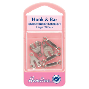 Hemline Hook and Bar for Skirts and Trouser - Large - Silver