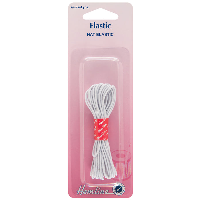 Hemline Hat Elastic White - 1.3mm x 4m