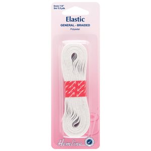 Hemline General Purpose Elastic White 6mm x 5m