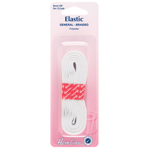 Hemline General Purpose Elastic White 9mm x 2m