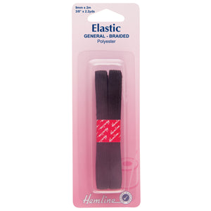 Hemline General Purpose Elastic Black  9mm x 2m