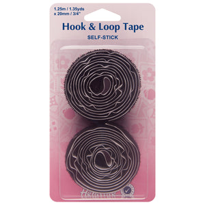 Hemline Hook and Loop Tape Self Stick 20mm (3/4 inch) Black