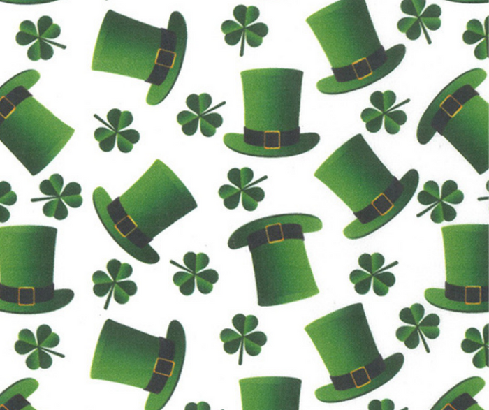 Shamrock Hats St Patrick Day Fabric 100% Cotton 145cm Wide per Half Metre