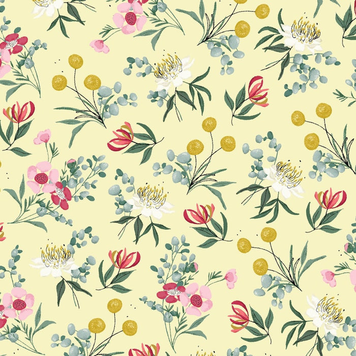 P&B Aussie Friends - Yellow Flowers 100% Cotton