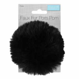 Pom Pom Faux Fur 11cm Black