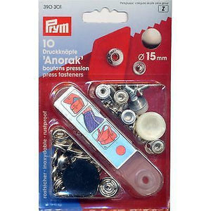 Prym 15mm Press Snap Fasteners Silver - 390-301