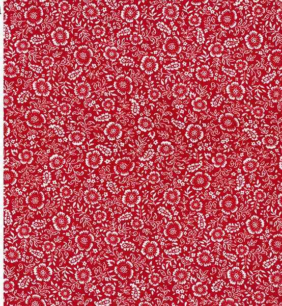 Red Ditsy Floral 100% Cotton Poplin Fabric