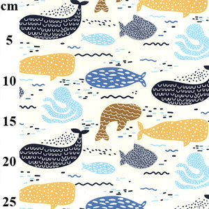 Whale/Fishes 100% Cotton Poplin Fabric