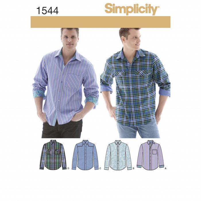 Simplicity Men's Shirt with Fabric Variations 1544 - Size 44-52