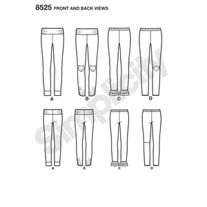 Simplicity Pattern 8525 Girls Leggings Various Sizes 3-6 / 7-14