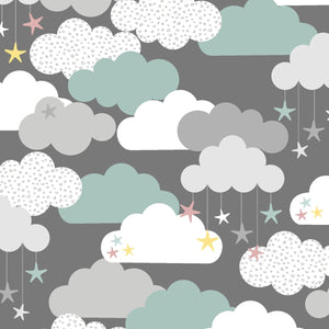 Small & Mighty - Clouds & Stars  - 100% Cotton Flannel