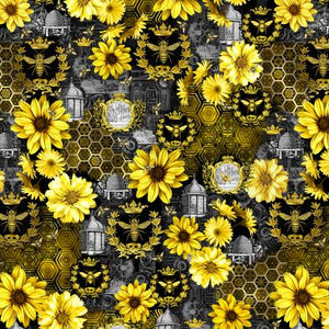 Queen Bee - Bees and Sunflower by Timeless Treasures