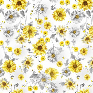Queen Bee - Yellow and White Flowers by Timeless Treasures